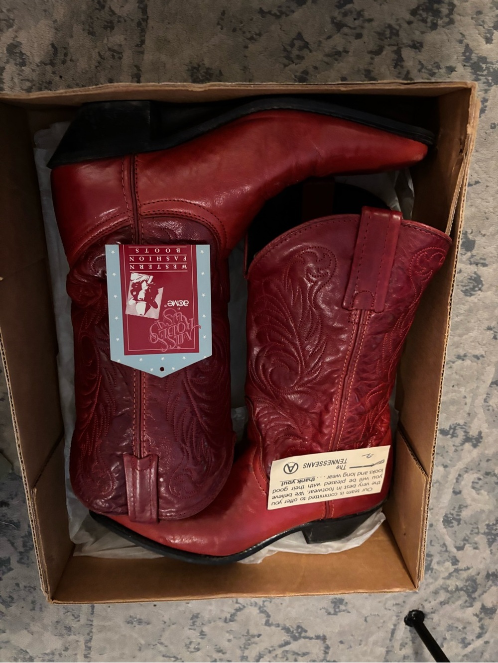 Vintage Miss Rodeo by Acme Red Leather Western Cowboy Boots - Picture 8 of 8
